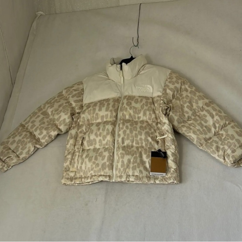 The Northface Cream Cheetah/Leopard Print Nuptse Jacket | NWT